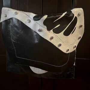NWOT - Handcrafted Leather and Cowhide Flap Messenger Bag/Crossbody